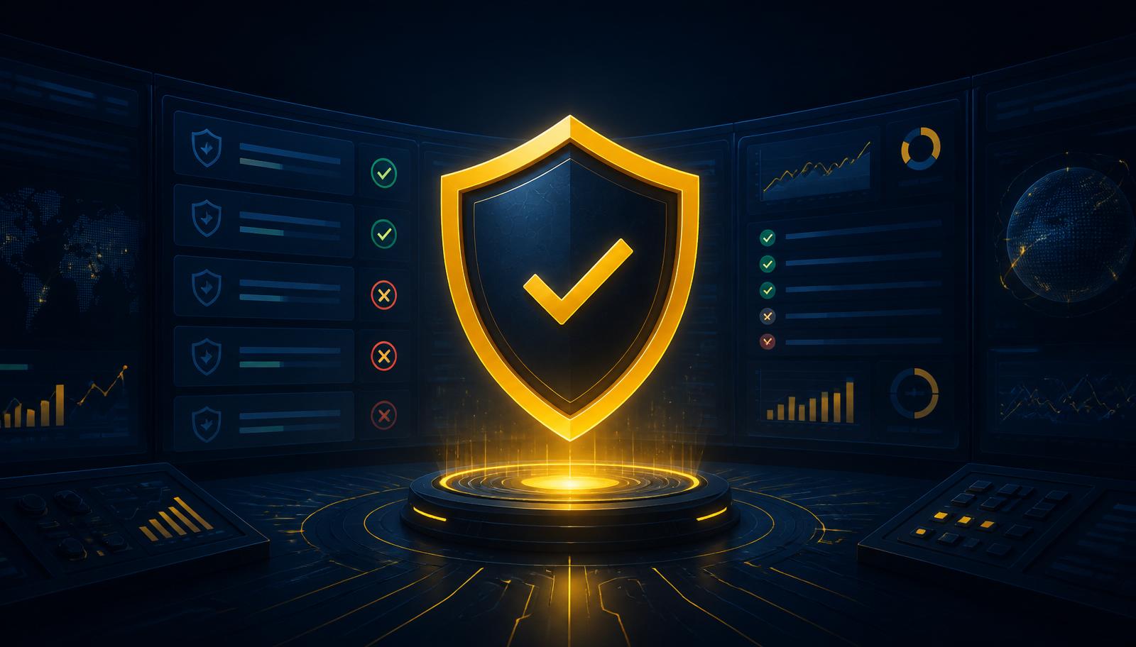 WordPress security plugins comparison, shield and dashboard illustration