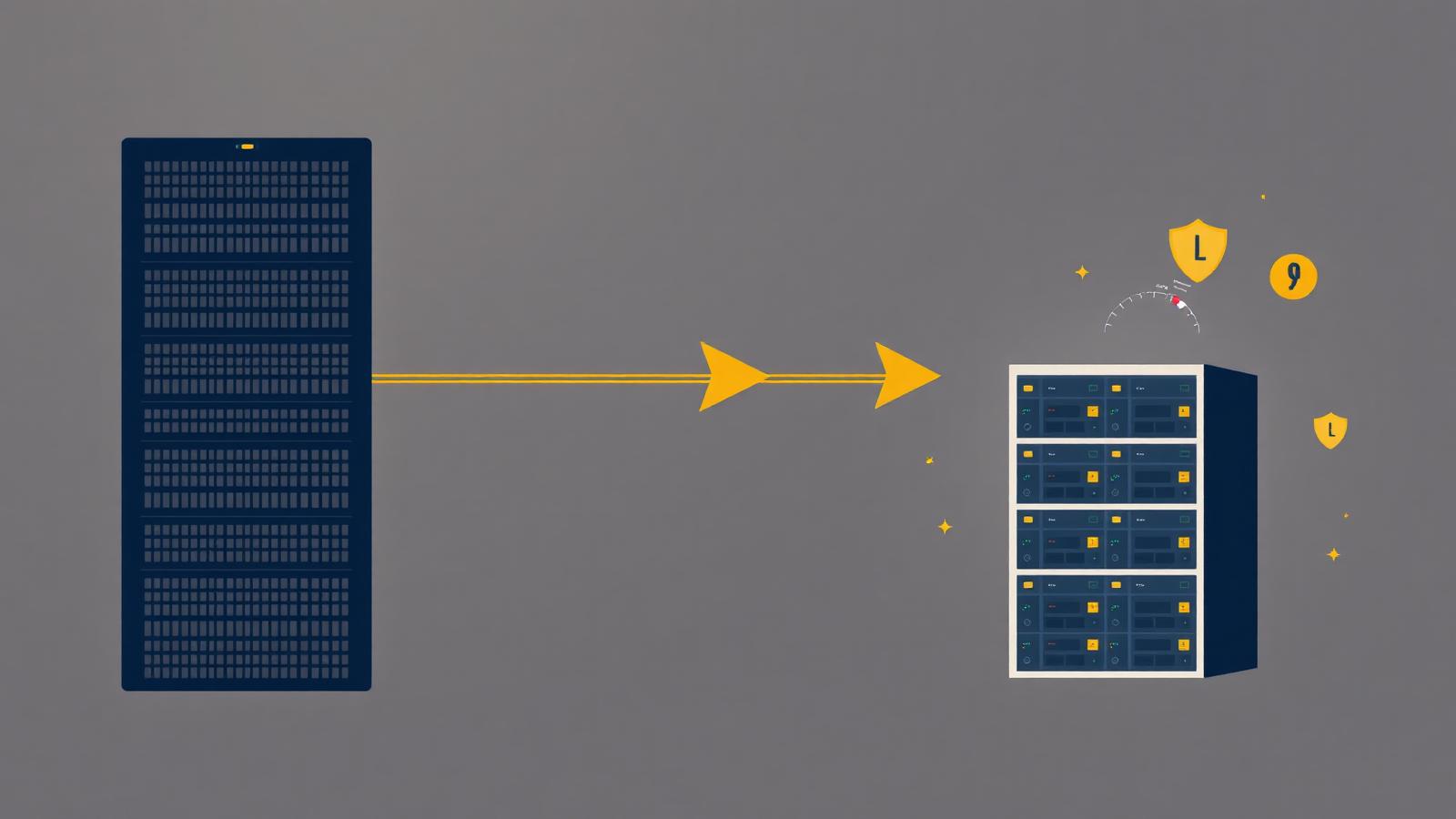 WP Engine alternative migration illustration, servers connected by a data flow arrow