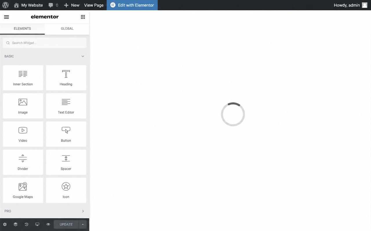 Screenshot illustrating Elementor not loading