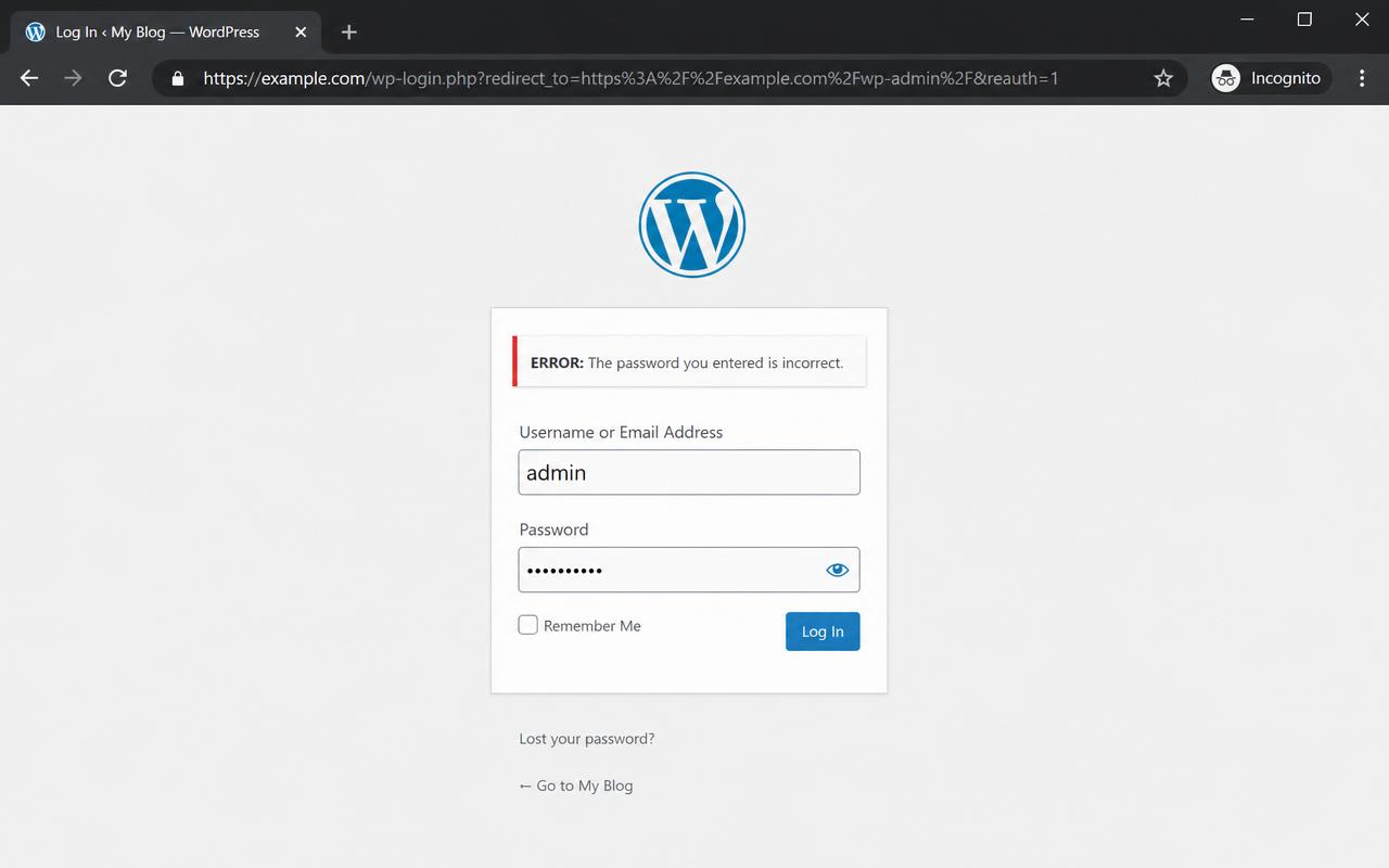 Screenshot illustrating Can't log into wp-admin