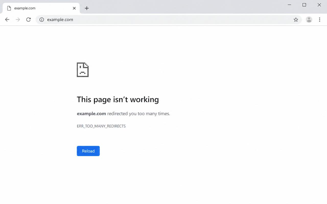 Screenshot illustrating Redirect loop
